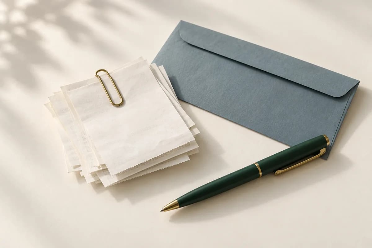 Receipts and supporting documents arranged for review
